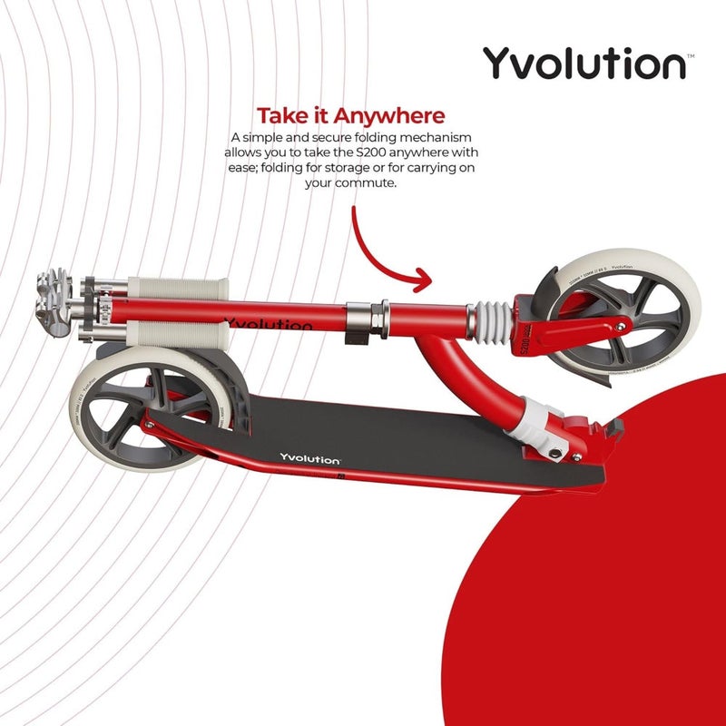 Yvolution S200 Adjustable Foldable 2-Wheel Kick Scooter (Red) - Image 2